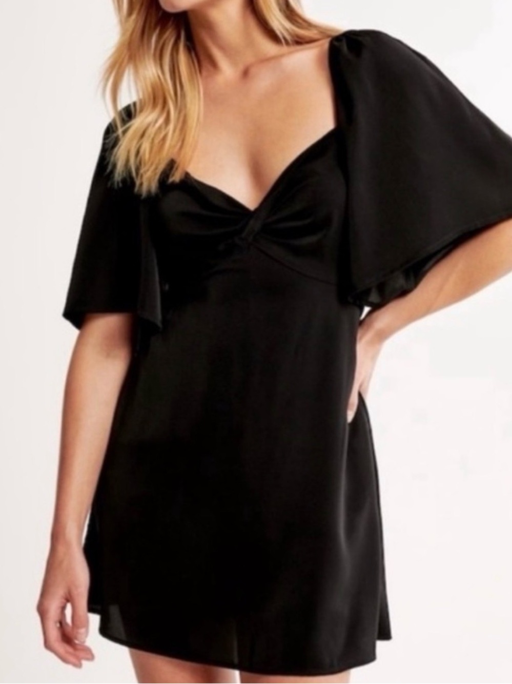 Abercrombie & fitch black romper with flutter sleeves